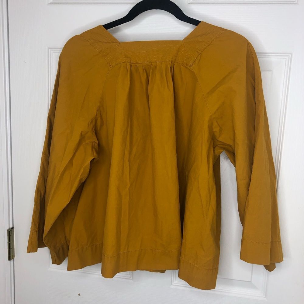 Madewell yellow long wide sleeve smock style tunic top, size medium. - Picture 11 of 13